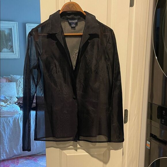 Black Sheer Button-Up Evening Jacket - Picture 1 of 9